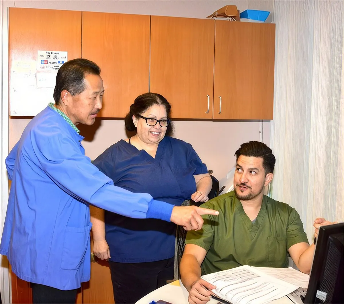 Our dentist and team members reviewing a patient chart together